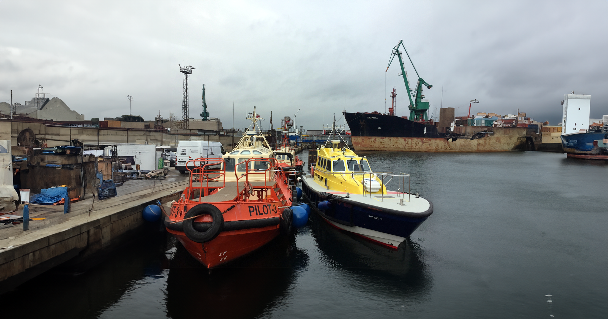 Marine dock with several boats.